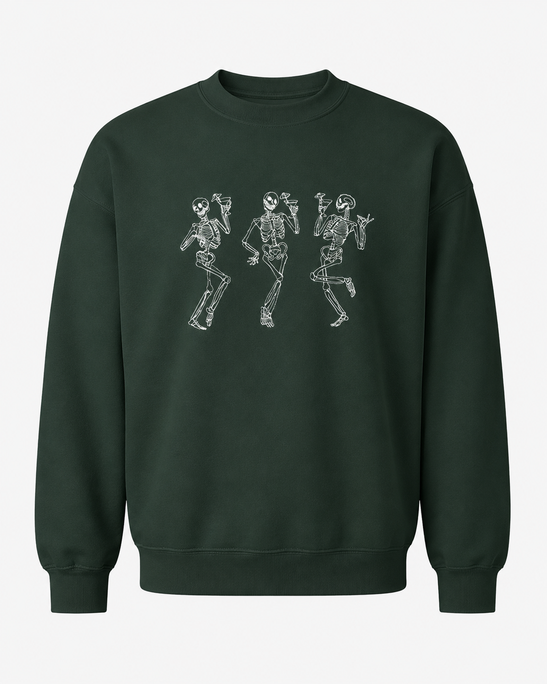 Embroidered Halloween Dancing Martini Skeleton Sweatshirt