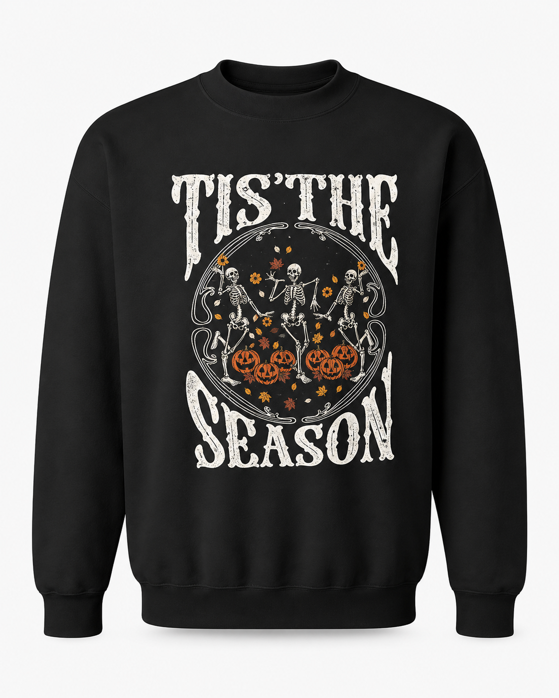 Tis The Season Dancing Skeletons Pumpkin Sweatshirt
