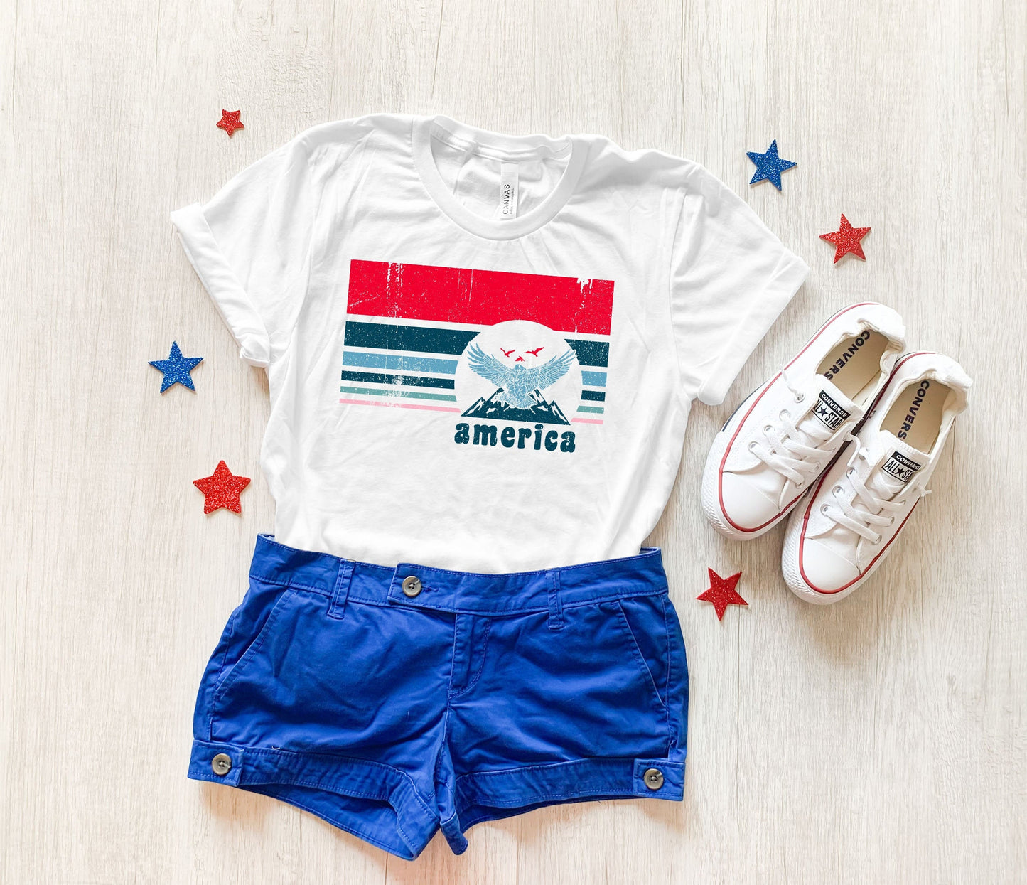 America Bald Eagle Women's 4th of July T-Shirt - Up2ournecksinfabric