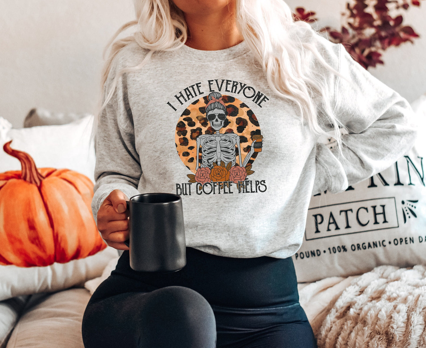 Vintage Halloween Skeleton Coffee Sweatshirt - Up2ournecksinfabric