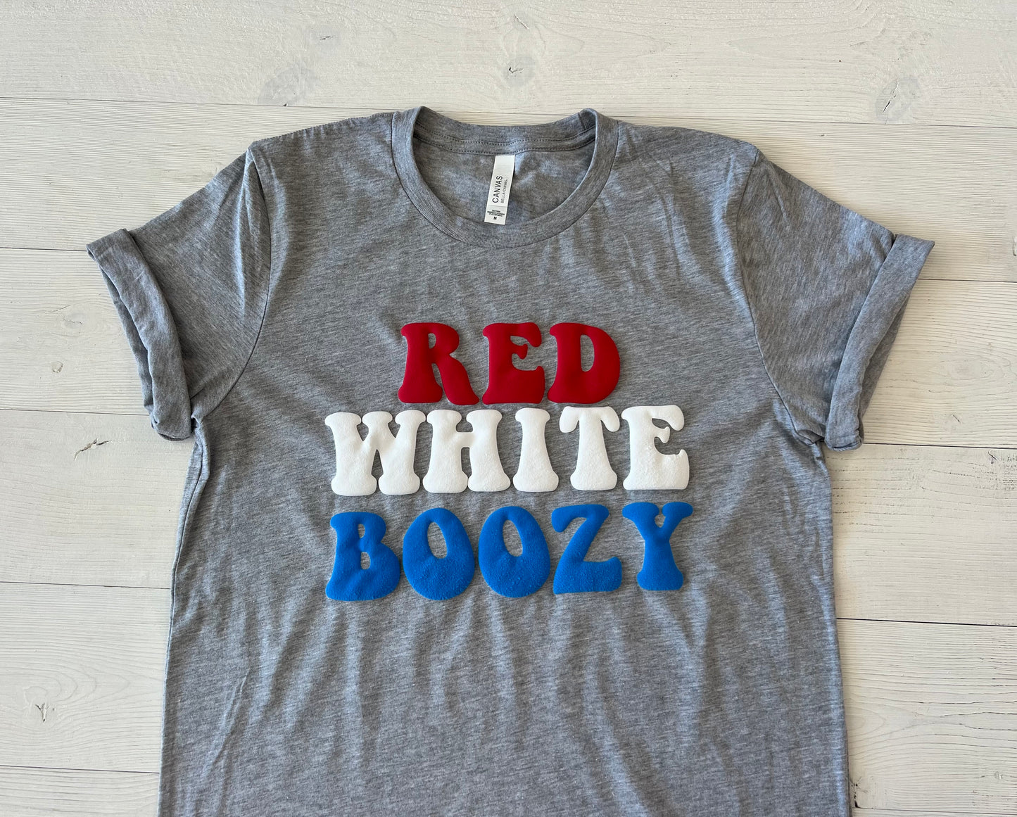 Red White & Boozy Embossed USA T-Shirt - Up2ournecksinfabric