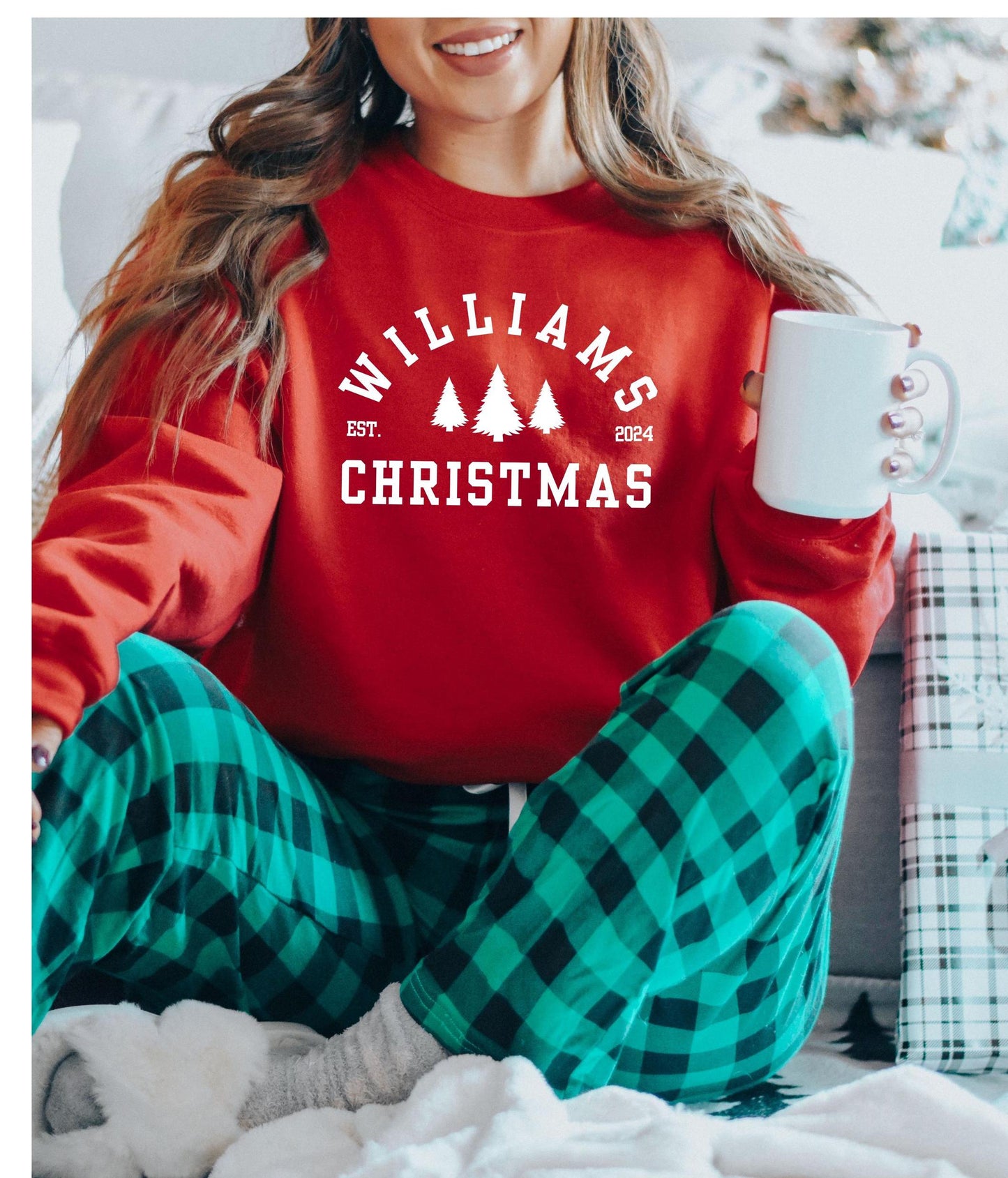 Embossed Custom Matching Newlywed Christmas Sweatshirts - Up2ournecksinfabric