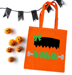 personalized Frankenstein halloween bag, trick or treat bags, custom halloween bag, personalized halloween bag, custom trick or treat bag