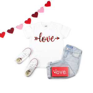 Children's Buffalo plaid shirt - Cute children's shirt - Love shirt - Valentines day shirt for children - Valentines day outfit for kids