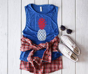 4th of july pineapple shrit, usa tank, fourth of July tank, patriotic tank, memorial day tank, 4th of July shirt, red white blue tank