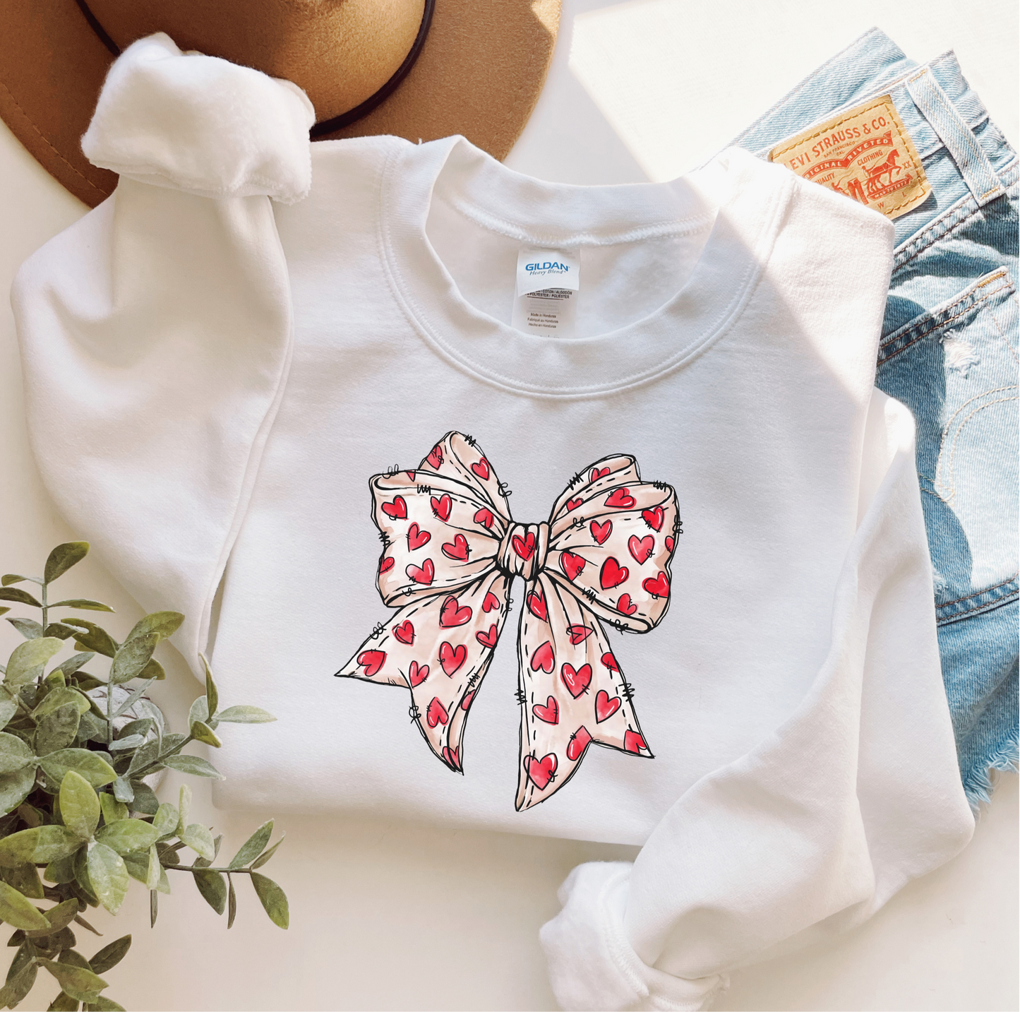 Heart Bow Coquette Valentine's Day Sweatshirt