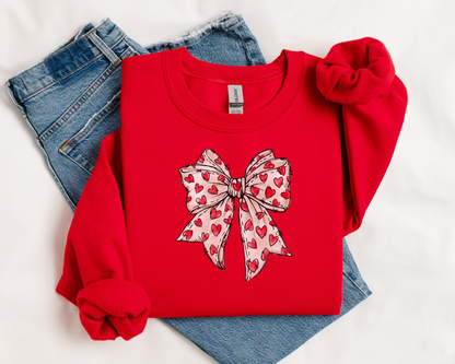 Heart Bow Coquette Valentine's Day Sweatshirt