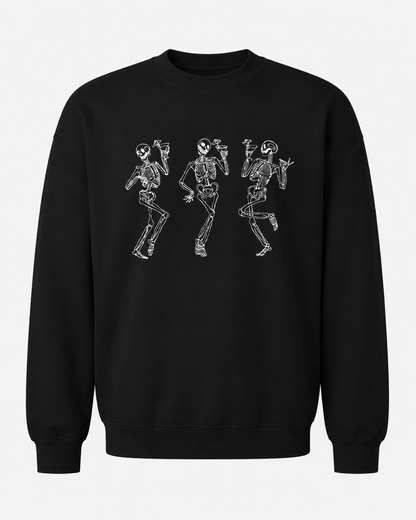 Embroidered Halloween Dancing Martini Skeleton Sweatshirt