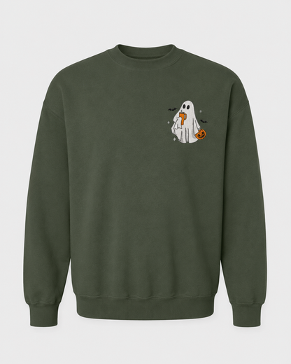 Ghost Trick or Treat Embroidered Sweatshirt
