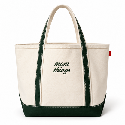 Embroidered Mom Things Tote, Premium Canvas Bag for Errands