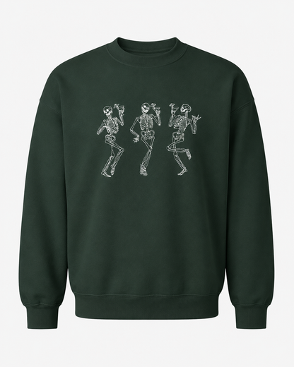 Embroidered Halloween Dancing Martini Skeleton Sweatshirt