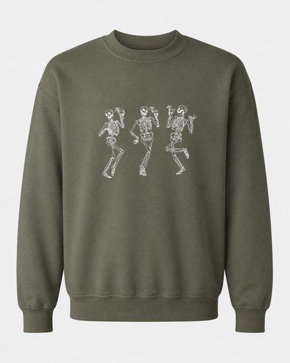 Embroidered Halloween Dancing Martini Skeleton Sweatshirt