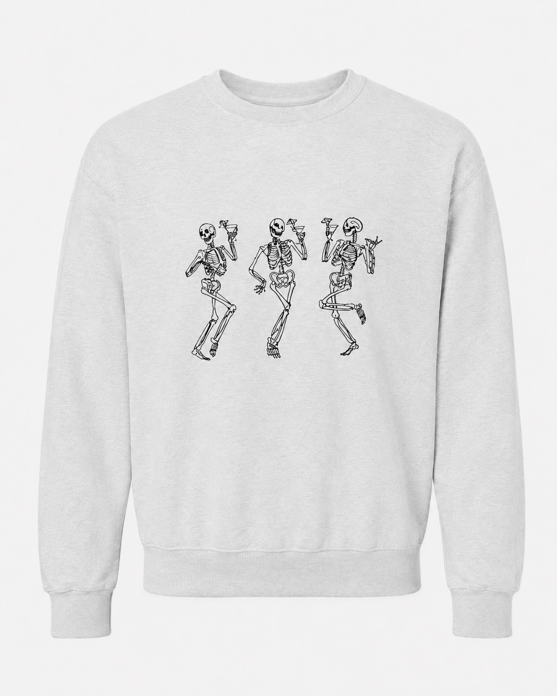 Embroidered Halloween Dancing Martini Skeleton Sweatshirt