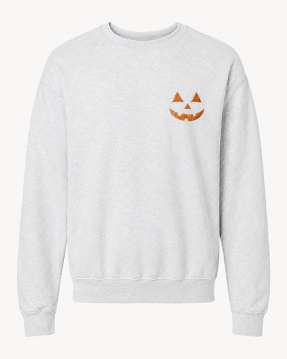 Embroidered Jack O Lantern Orange Pumpkin Sweatshirt