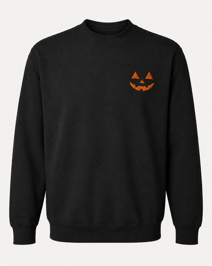 Embroidered Jack O Lantern Orange Pumpkin Sweatshirt