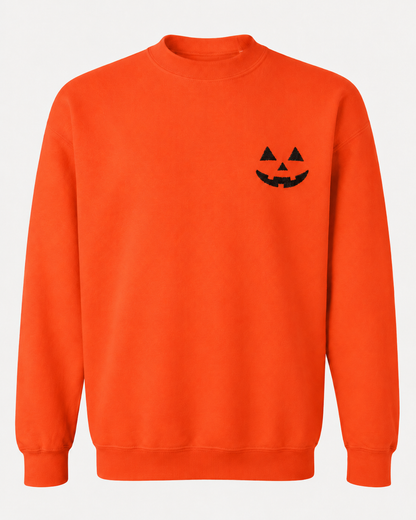 Embroidered Jack O Lantern Orange Pumpkin Sweatshirt