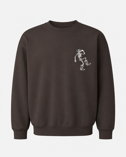 Dancing Skeleton Embroidered Halloween Crewneck