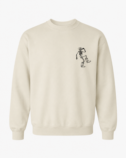 Dancing Skeleton Embroidered Halloween Crewneck