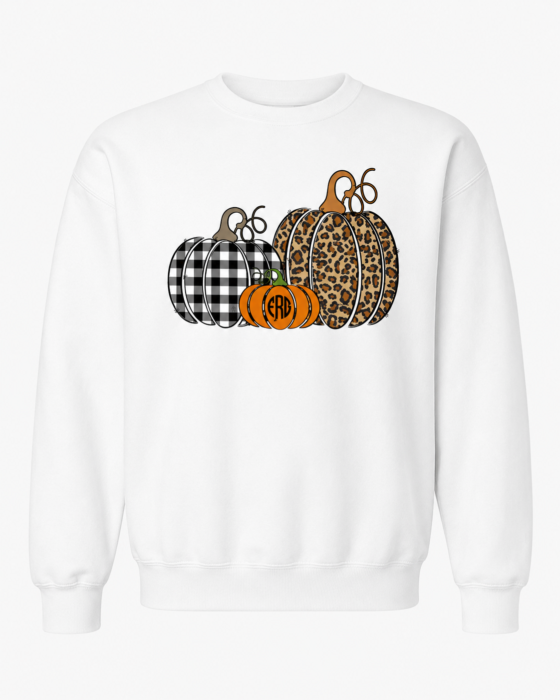 Monogrammed Buffalo Plaid Three Cheetah Pumpkin Sweatshirt