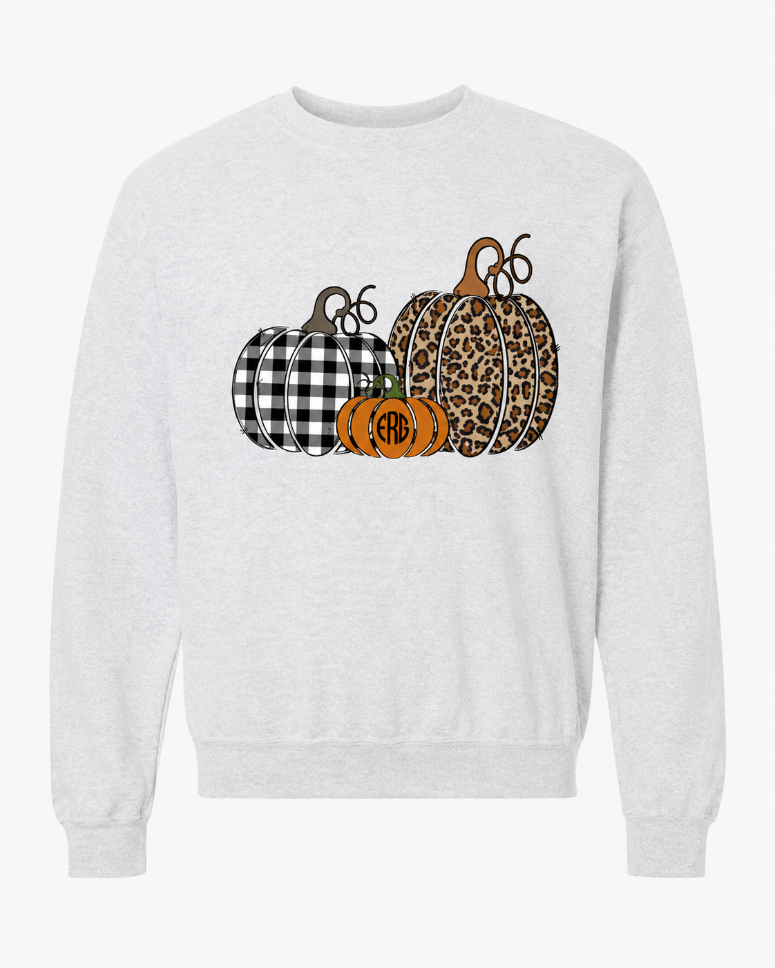 Monogrammed Buffalo Plaid Three Cheetah Pumpkin Sweatshirt