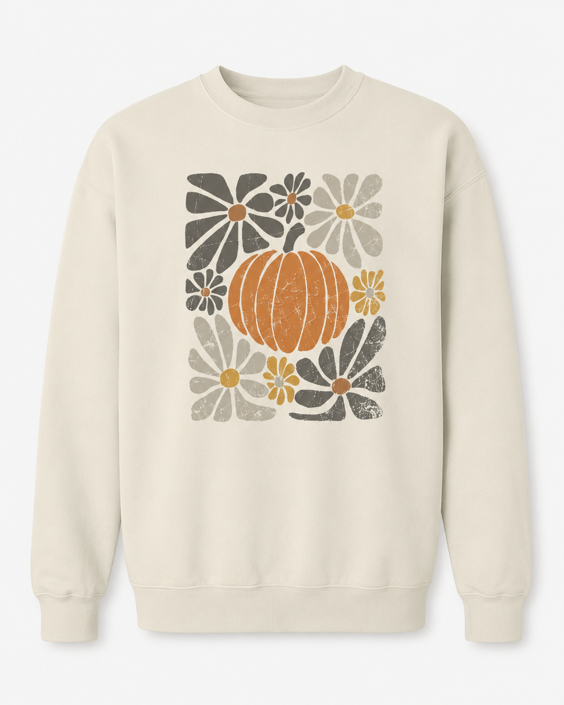 Womens Boho Fall Pumpkin Crewneck Sweatshirt