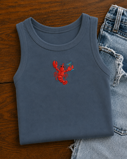 Embroidered Lobster Martini Tank Top