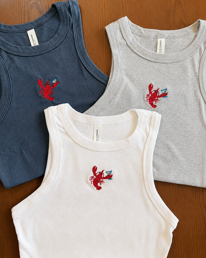 Embroidered Lobster Martini Tank Top