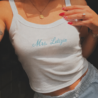 Embroidered Personalized Mrs. Tank Top for Bride