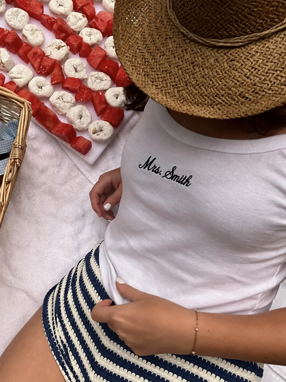 Embroidered Personalized Mrs. Tank Top for Bride