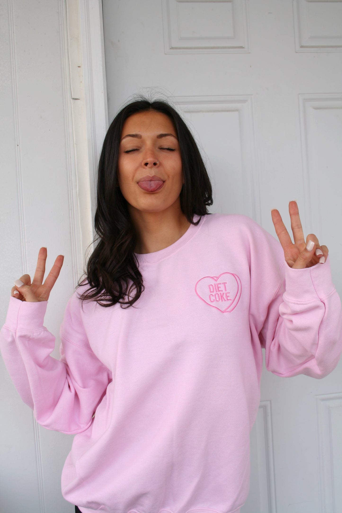 Customizable Embroidered Valentines Day Candy Heart Sweatshirt