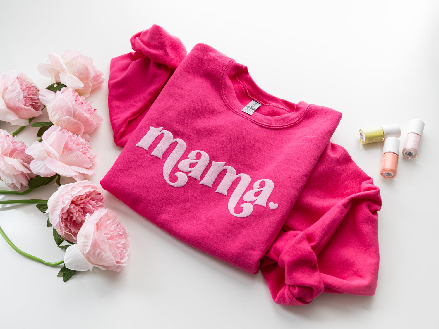 Hot Pink Retro Mama Sweatshirt - Up2ournecksinfabric