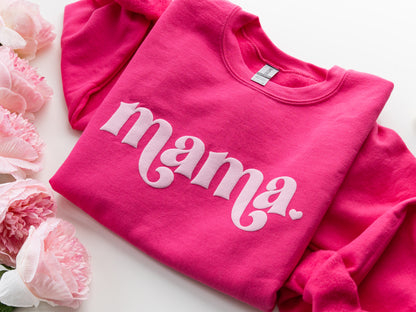 Hot Pink Retro Mama Sweatshirt - Up2ournecksinfabric