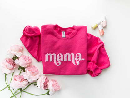 Hot Pink Retro Mama Sweatshirt - Up2ournecksinfabric