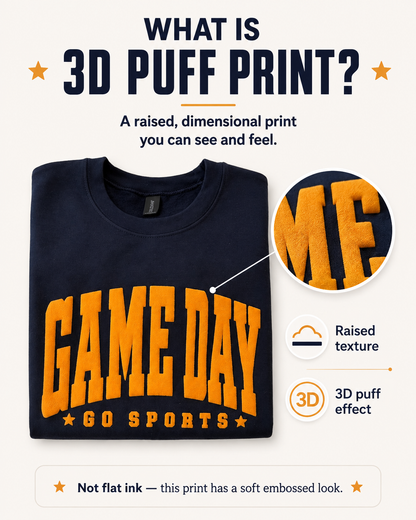 3D Puff Game Day Sweatshirt – Go Sports Crewneck