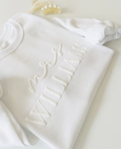 Embossed Custom Mrs. Sweatshirt - Up2ournecksinfabric