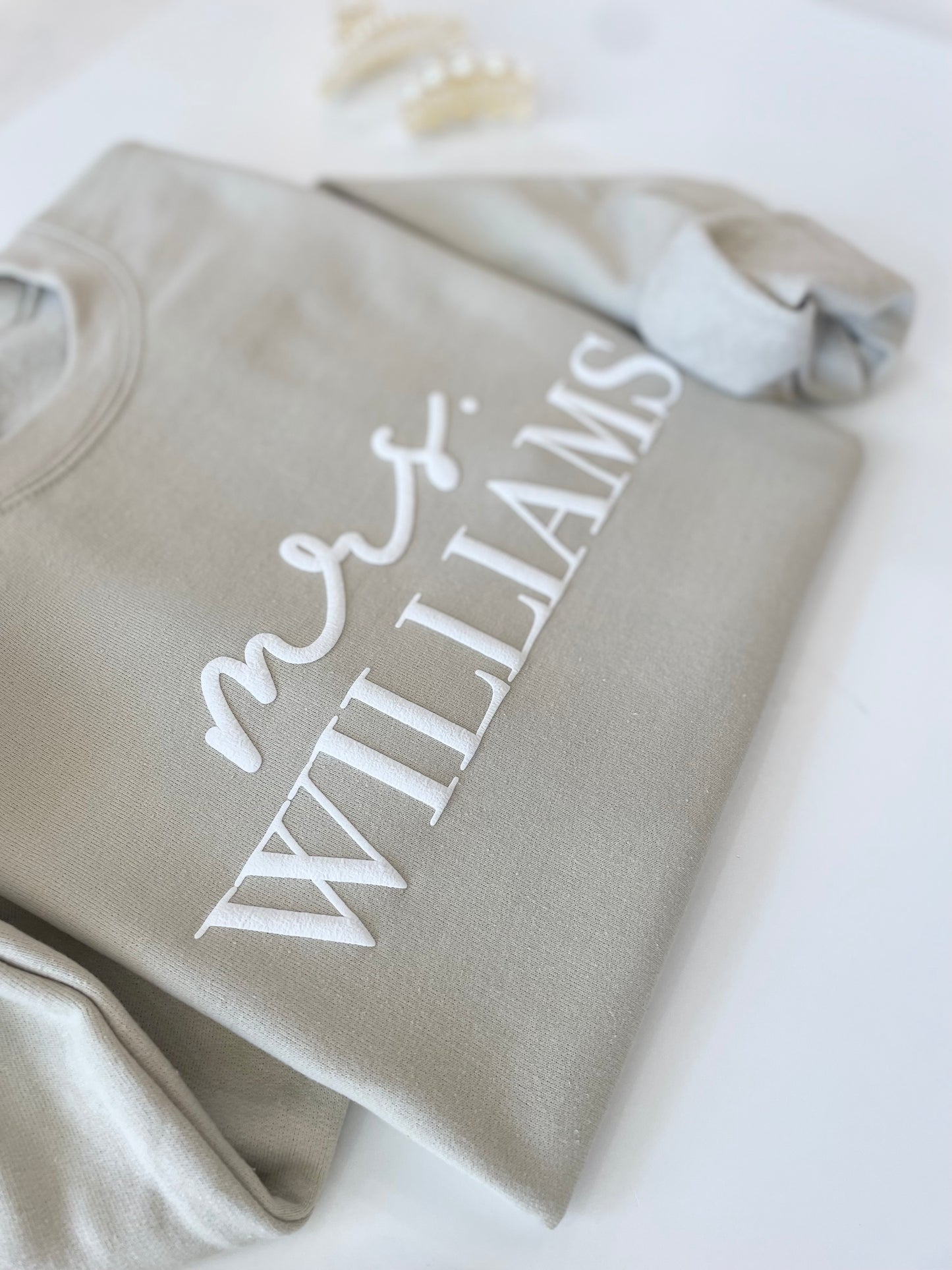 Personalized Bridal Sweatshirt with Custom Sleeve