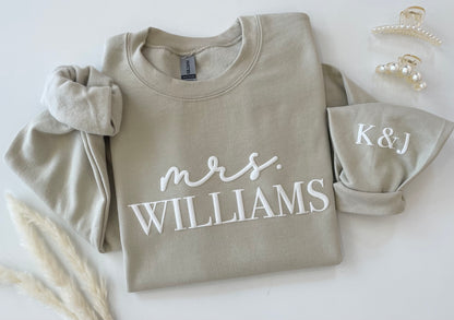 Personalized Bridal Sweatshirt with Custom Sleeve - Up2ournecksinfabric