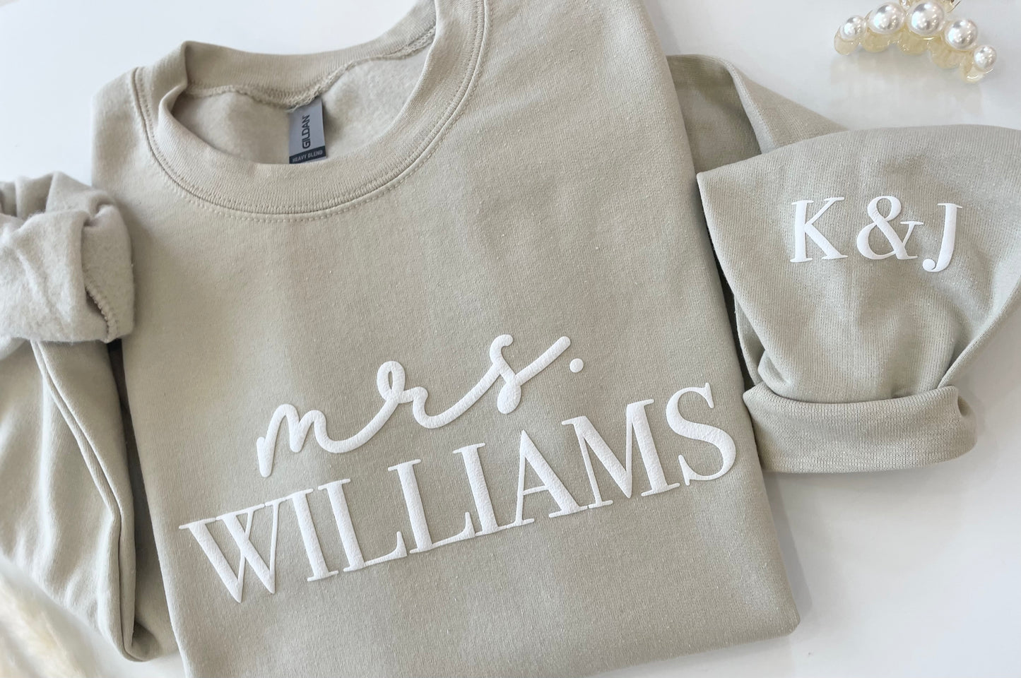 Personalized Bridal Sweatshirt with Custom Sleeve