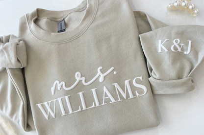 Personalized Bridal Sweatshirt with Custom Sleeve - Up2ournecksinfabric