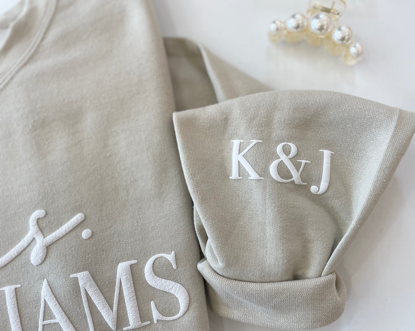 Personalized Bridal Sweatshirt with Custom Sleeve