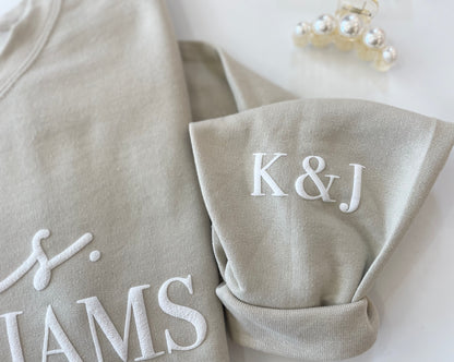 Personalized Bridal Sweatshirt with Custom Sleeve - Up2ournecksinfabric