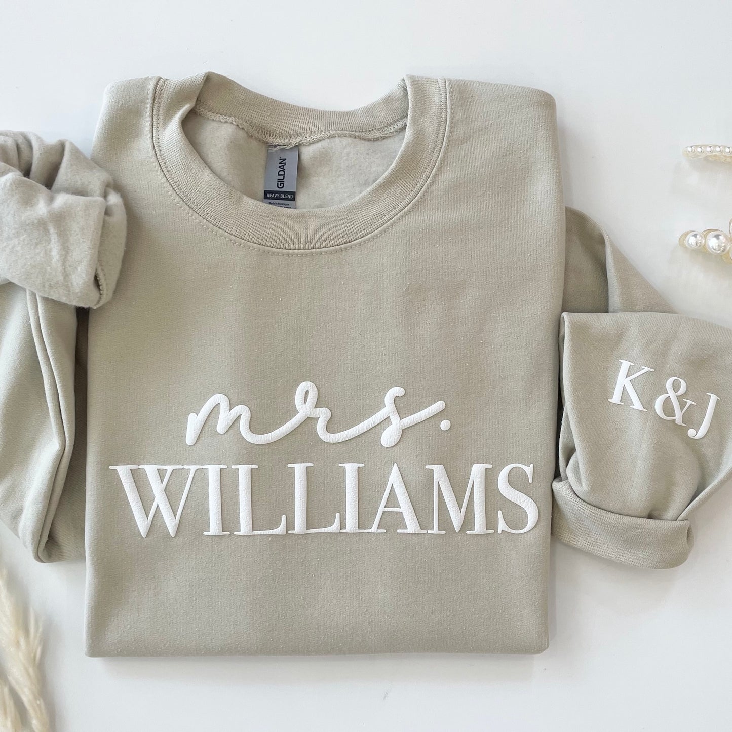 Personalized Bridal Sweatshirt with Custom Sleeve