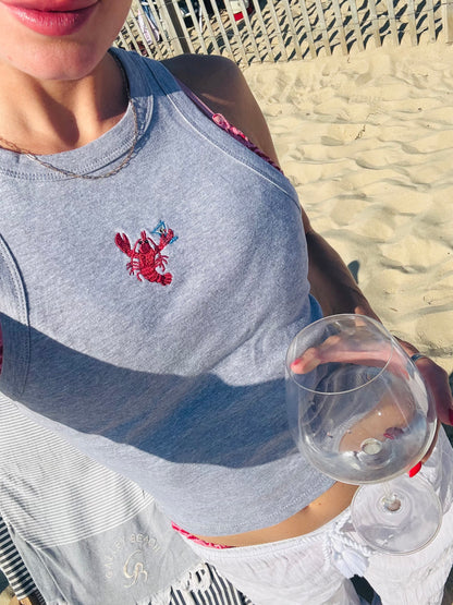 Embroidered Lobster Martini Tank Top