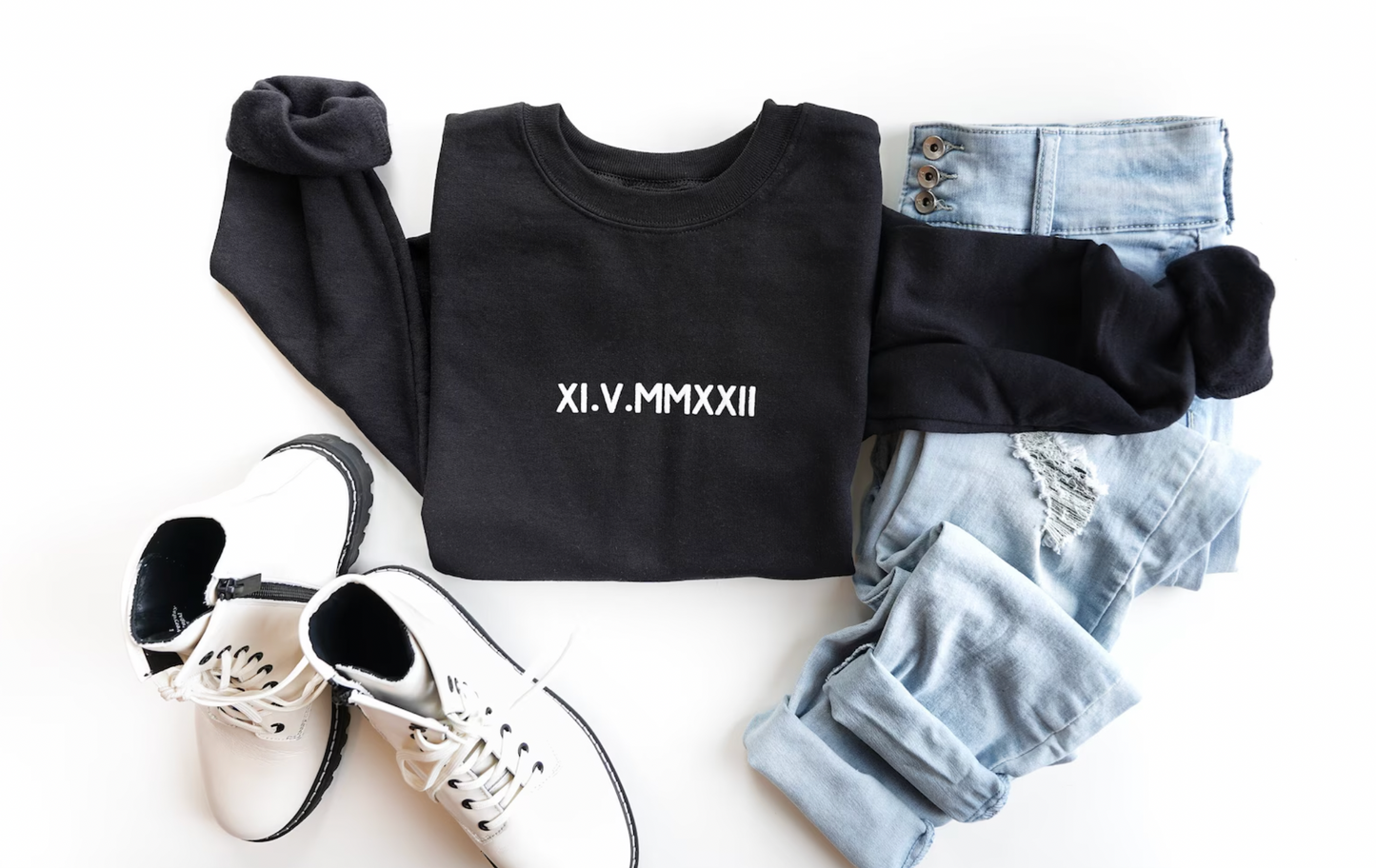 Roman Numeral Personalized His and Her Sweaters