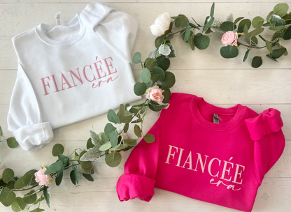 Embossed Fiancée Era Hot Pink Sweatshirt - Up2ournecksinfabric