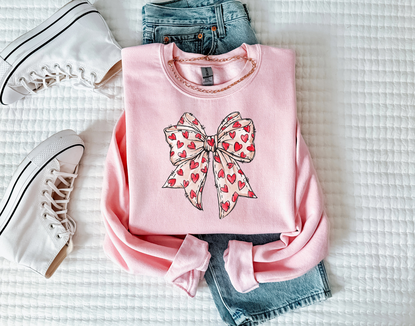 Heart Bow Coquette Valentine's Day Sweatshirt