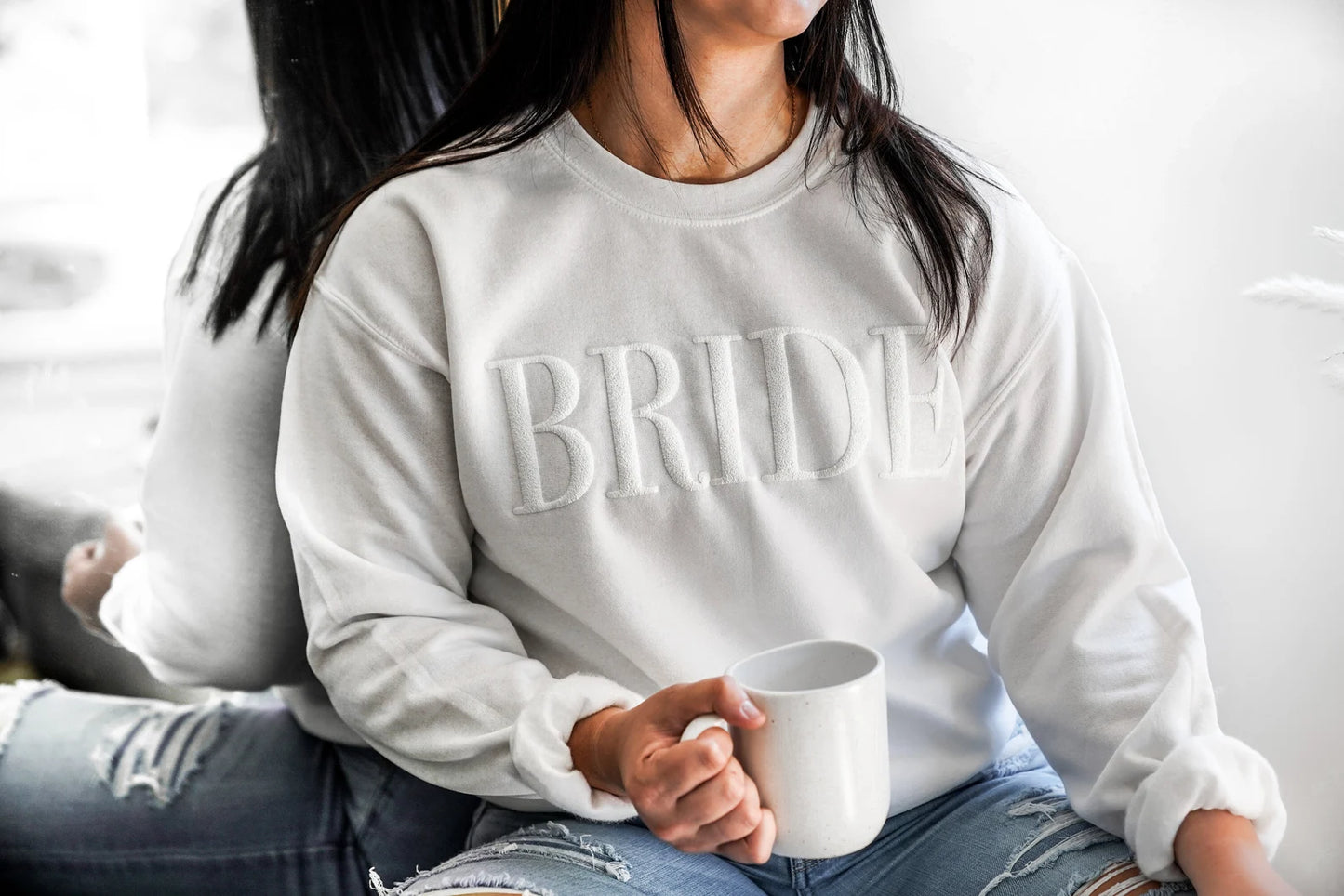 Embossed Pure White Bride Sweatshirt