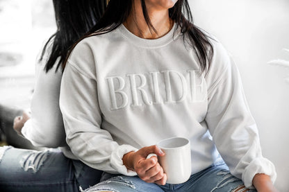 Embossed Pure White Bride Sweatshirt - Up2ournecksinfabric