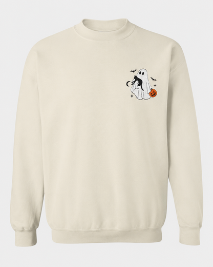 Halloween Embroidered Cat Lady Sweatshirt
