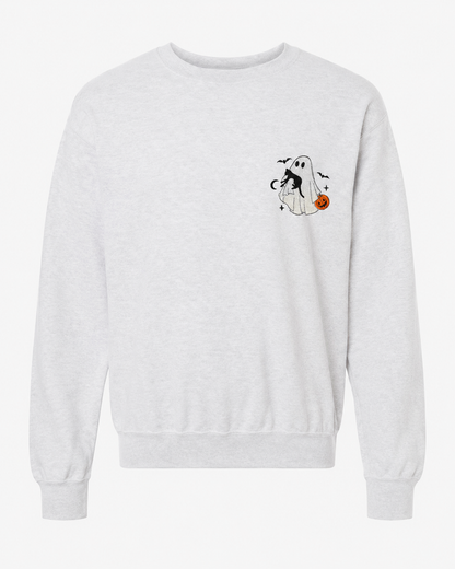 Halloween Embroidered Cat Lady Sweatshirt
